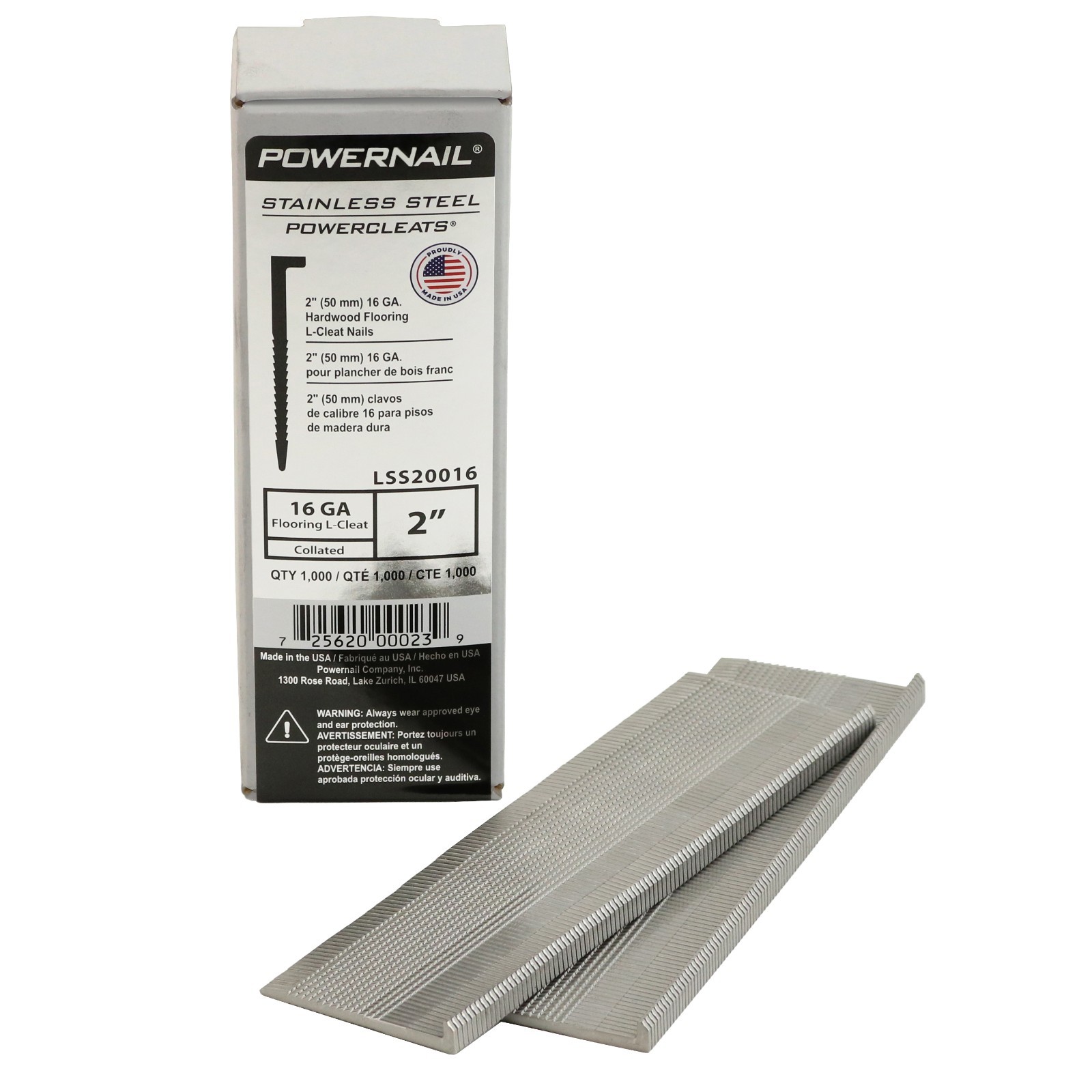 Powernail 16 Gauge 2 Inch Length Stainless Steel Flooring L-Cleat Nails (1000ct)