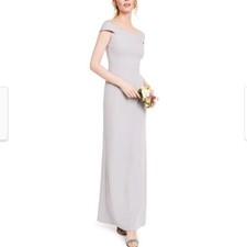 NWT Adrianna Papell Gray Cap Sleeve Off Shoulder Full Length Dress Size 4