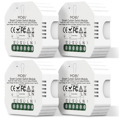 MOES 4er Set Tuya Zigbee Rolladenschalter Relais für Rollladenmotor Alexa