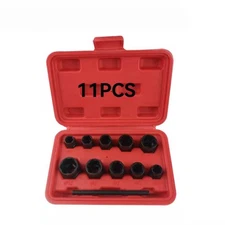 11Pcs Twist Socket Set Damaged Lug Nut Lock Remover Extractor Tool 9-19mm Metric