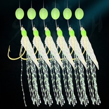5pcs For Sabiki Soft Bait Lure Rigs with Fluorescent Beads and Swivel Snap