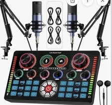Podcast Equipment Bundle w/Professionl Live Sound Card and Condenser Microphones