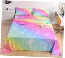 Sheets Size 3 Piece, Tie Dye Pastel Girls Sheet Set for Kids Rainbow Twin