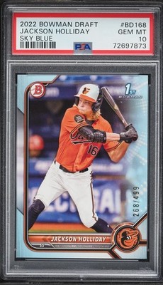 2022 Bowman Draft - Jackson Holliday #BD-168 Sky Blue /499 (RC)