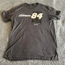 Vintage Jimmie Johnson #84 Legacy Motor Sports Gray NASCAR Logo T-Shirt Men's XL
