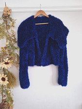 STUNNING HAND KNITTED BLUE KNIT WITH LUREX SPARKLE CHUNKY KNIT CARDIGAN OSFA