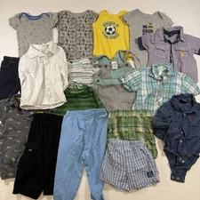 Lot Of 17 Pieces Baby Boy Clothes Size 6-9 Months Mixed Brands 