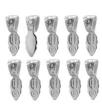 Bails Aanraku LEAVES Silver Plated Alloy LARGE 10 Pieces Fusing  Glue On