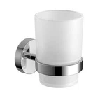 Toothbrush Holder Wall Mounted Tumbler Bathroom Accessory Modern Chrome Glass