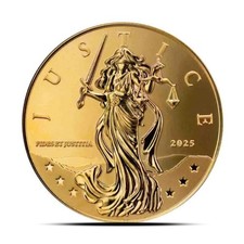 Presale 2025 1 oz Niue Lady Justice Gold Coin (BU) 4908.86 per troy oz