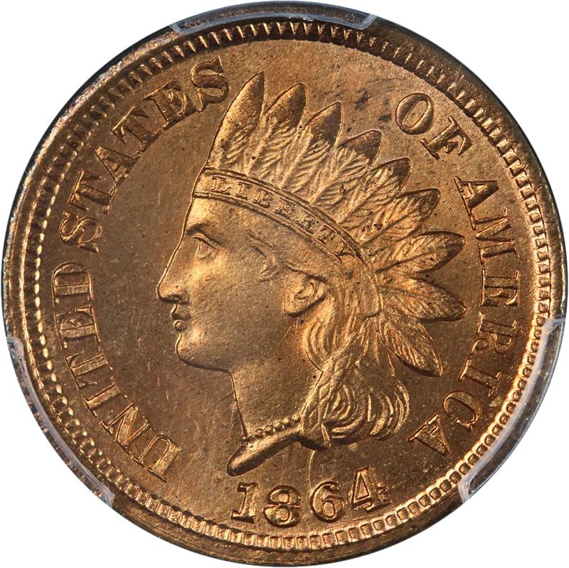 1864 Indian Cent Bronze PCGS MS66+ RD Superb Eye Appeal Strong Strike
