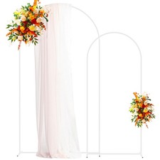 Metal Arch Backdrop Stand White Wedding Backdrop Stand Set of 2 7.2FT,6FT S...