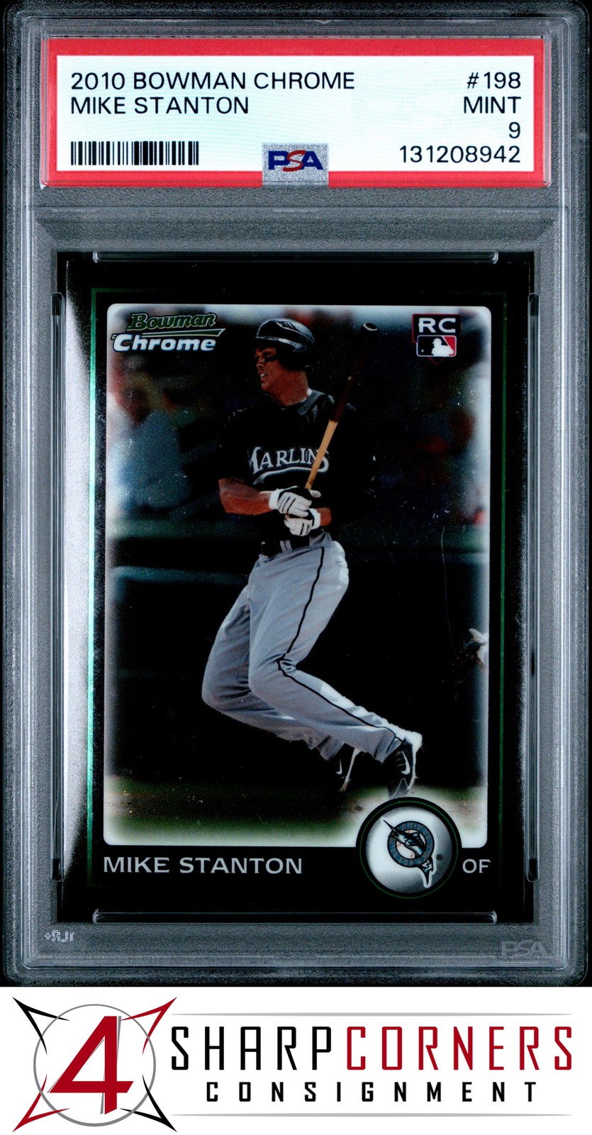 2010 BOWMAN CHROME #198 MIKE GIANCARLO STANTON RC MARLINS PSA 9