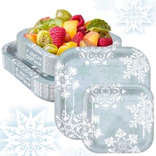 100 Pcs Christmas Paper Plates Christmas Xmas Disposable Paper Dessert Plates...