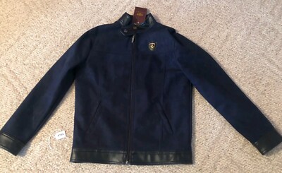 Emporio & Co Suede Jacket Mens Small Blue Authentic Italy Zip New W Tags Ferrari