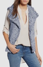 $106 Dylan Women's Blue Faux Shearling Sleeveless Vest Jacket Coat Size Xs