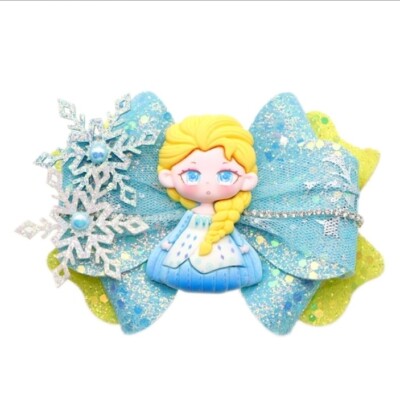 Pre-cut faux leather hair bow kits 4 inch PREMIUM DIY KIT Frozen Elsa Princess