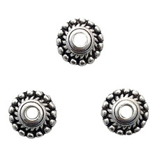 50 Bead Caps Antiqued Tibetan Silver 8x3mm Beaded Dome Round Cupped Spacer Beads