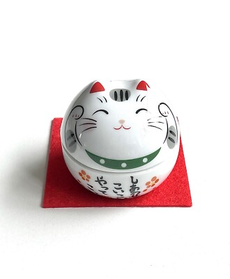 Japan Yakushigama Porzellan Meneki Glückskatze kleine Aufbewahrungsbox (grün)薬師窯招財貓小盒