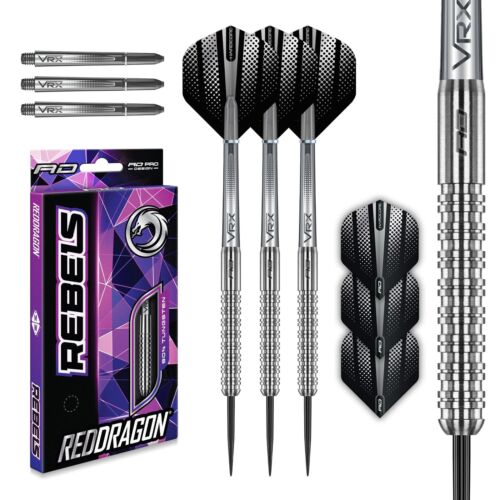 Red Dragon Rebels Tungsten Steel Darts with Flights, Shafts, Wallet & Red Dra...