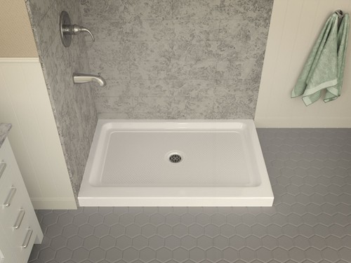 Vail Base Series 36 in. L x 48 in. W Corner Shower Shower Pan Base with Center D