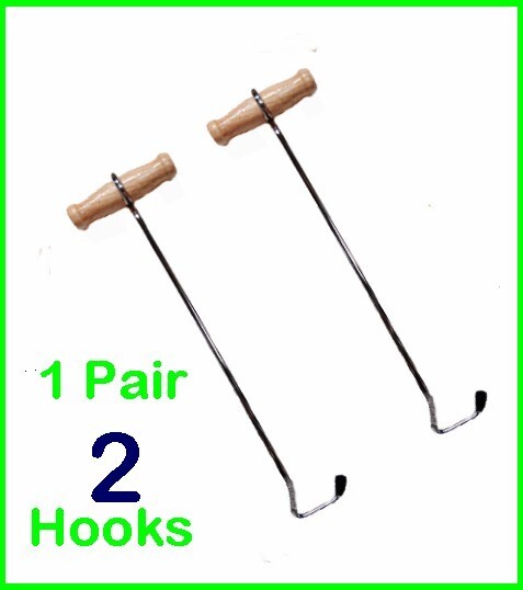 Boot Pulls w/ Hooks 13 Inch, Wooden Handles for Equestrian Cowboy - Made in USA