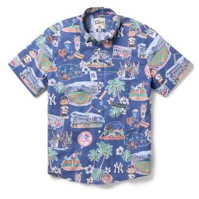Reyn Men's 2025 NEW YORK YANKEE MLB  SCENIC PERFORMANCE BUTTON FRONT SHIRT