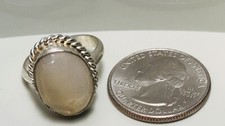 4.8g MOONSTONE GEMSTONE FINE ARTISAN HANDMADE JEWELRY BAND RING SIZE 7