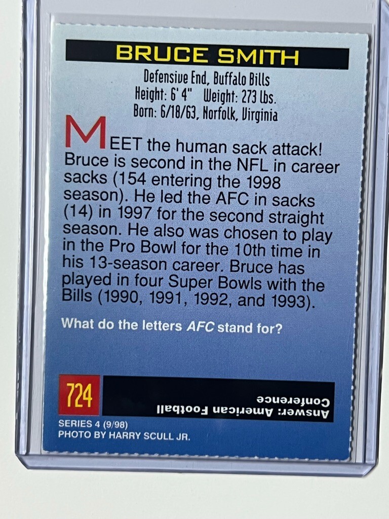 Bruce Smith Buffalo Bills #724 Card NFL Sports Illustrated