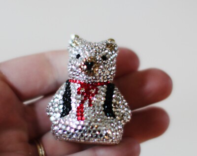 KATHRINE BAUMANN TEDDY TEDDI BEAR SWAROVSKI CRYSTAL PILLBOX PILL
