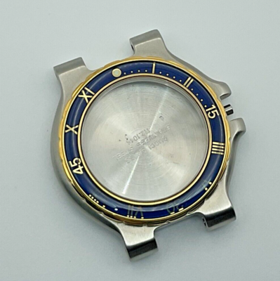 NOS GUCCI 9700M COMPLETE WATCH CASE BLUE BEZEL WITH CRYSTAL GLASS