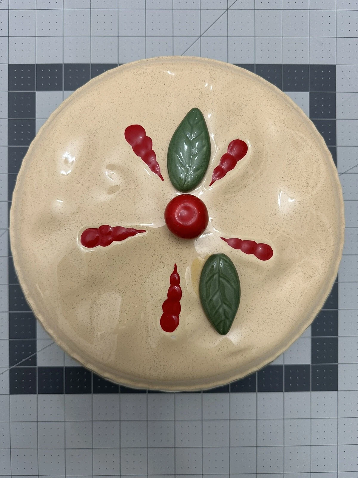 Vintage Cherry Pie Recipe Dish Ceramic Fall Baking Pie Plate With Lid 2PC