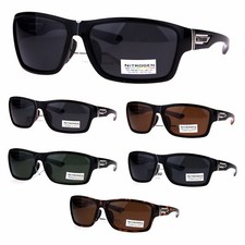 Mens Polarized Antiglare Lens Rectangular Warp Sport Sunglasses