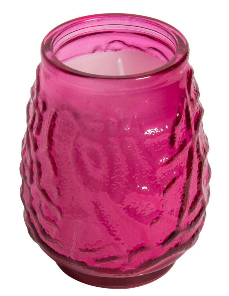 Low Boy Candles Fuschia Pink Glass Jar Candles 70 Hour Burn Time Wax Filled