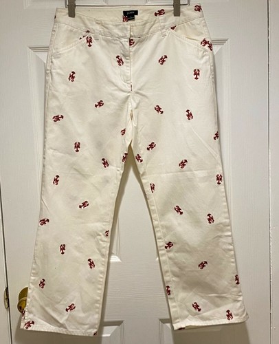 J. Crew White \u0026 Red Lobster Print 100 