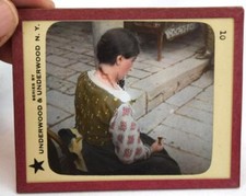 Underwood Antique Magic Lantern Slide Egyptian Lady Woman Sitting In Chair