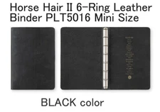 Horse Hair II 6-Ring Leather Binder PLT5016 Mini Size  -Black-  MADE IN JAPAN