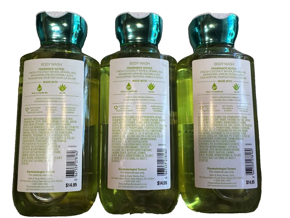 Bath & Body Works LOTE 3 gel de ducha lavado corporal Tahiti Island Dream 10 oz coco Foto 2 de 2