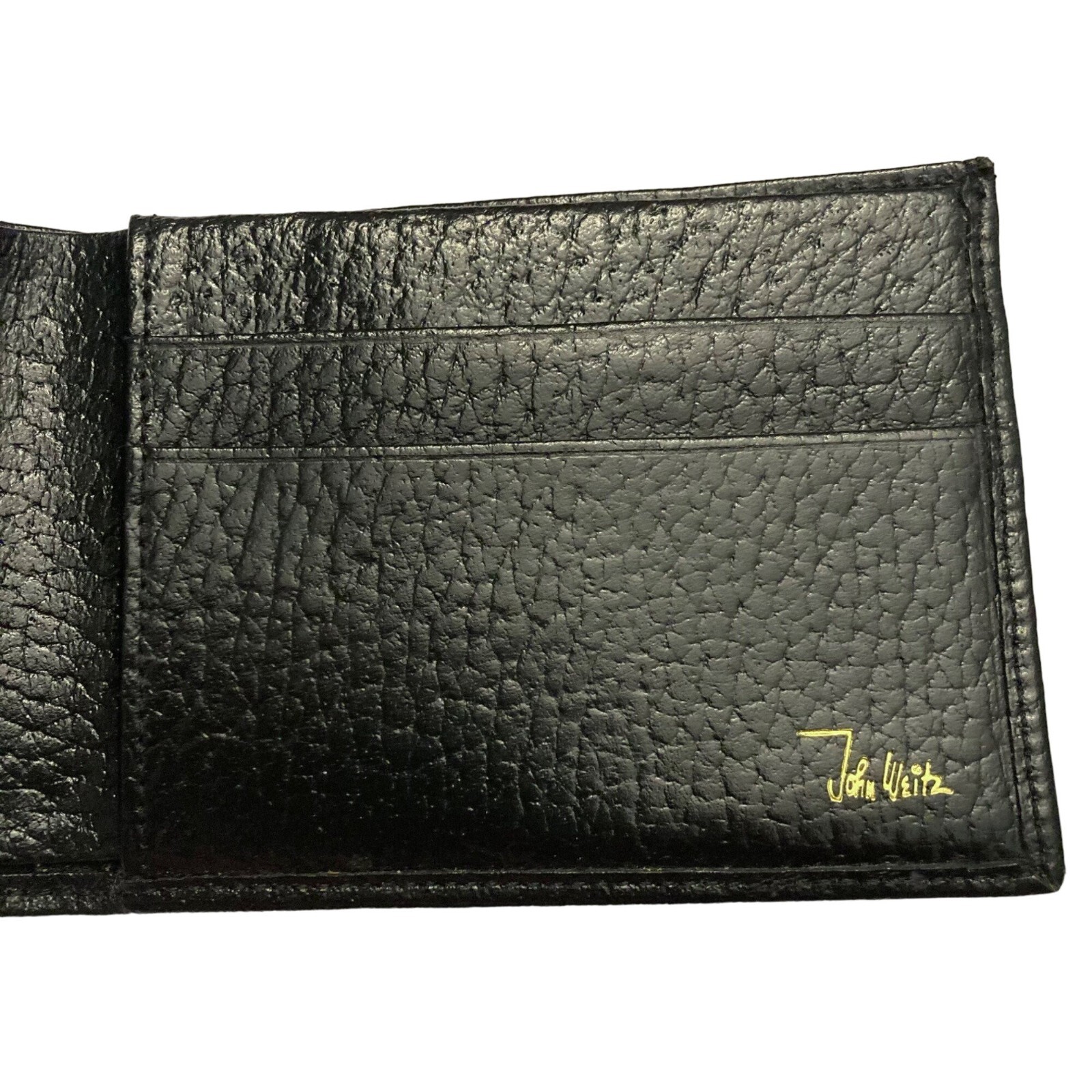 John Weitz Black Leather Bifold Wallet Photo Sleeve T… Gem