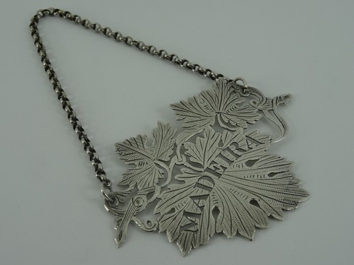 ANTIQUE GEORGE IV SOLID STERLING SILVER MADEIRA DECANTER LABEL BIRMINGHAM 1827