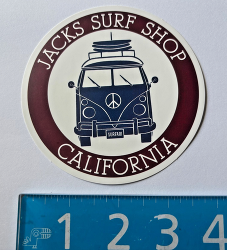 Jack's Surf Shop Surfboards STICKER Classic Vintage VW Bus Huntington Beach