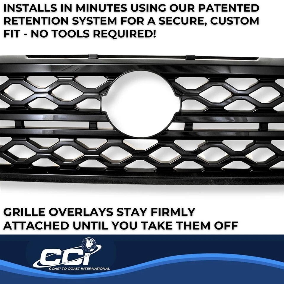 NEW Front Gloss Black 1pc Grille Insert Overlay For 2022-24 Nissan Frontier - Image 2 of 2