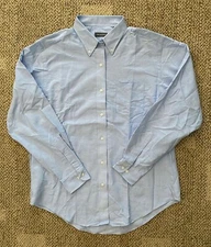 Womens Van Heusen Long Sleeve Button Up Oxford Shirt Blue Size 12 Wrinkle Free