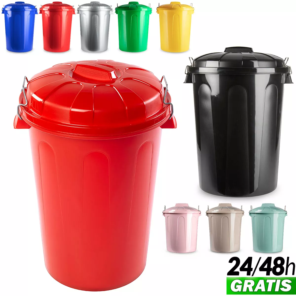 CUBO BASURA PLASTICO C/TAPA 100 LITROS