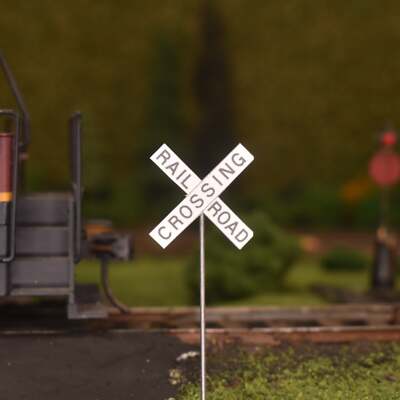 N Scale - Railroad Crossing Warning Pack   Choose Pole Type (4, 10, or 30-Pack)