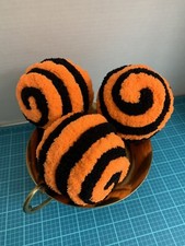 Lot 3 Chunky Yarn Covered foam Balls Halloween Blk Orange Wreath Table Decor new
