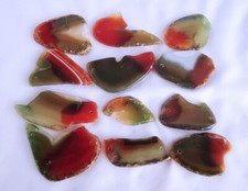 12pcs freeform green red agate Geode Slice Irregular double hole loose gemstone