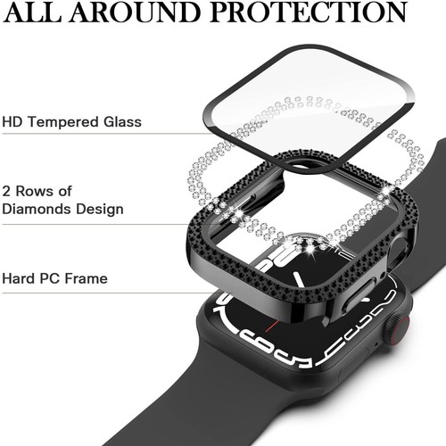 For Apple Watch Series 8 7 SE 6 5 4 3 Bling Case Screen Protector 44/45mm Cover - Picture 11 of 32