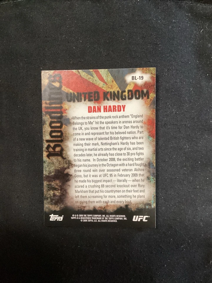 2009 Topps UFC Bloodlines Dan Hardy #BL-19 Rookie                       V16 - Image 2 of 2