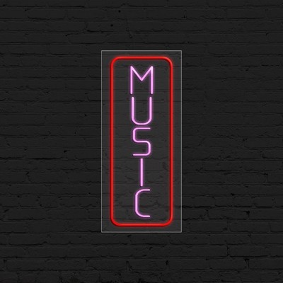 Music Sign for Business Displays | LED Flex Neon | 13''W x 32''H x 1''D